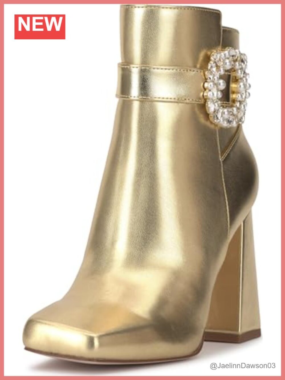 Faux Leather Ankle Bootie with Block Heel and Zip Closure